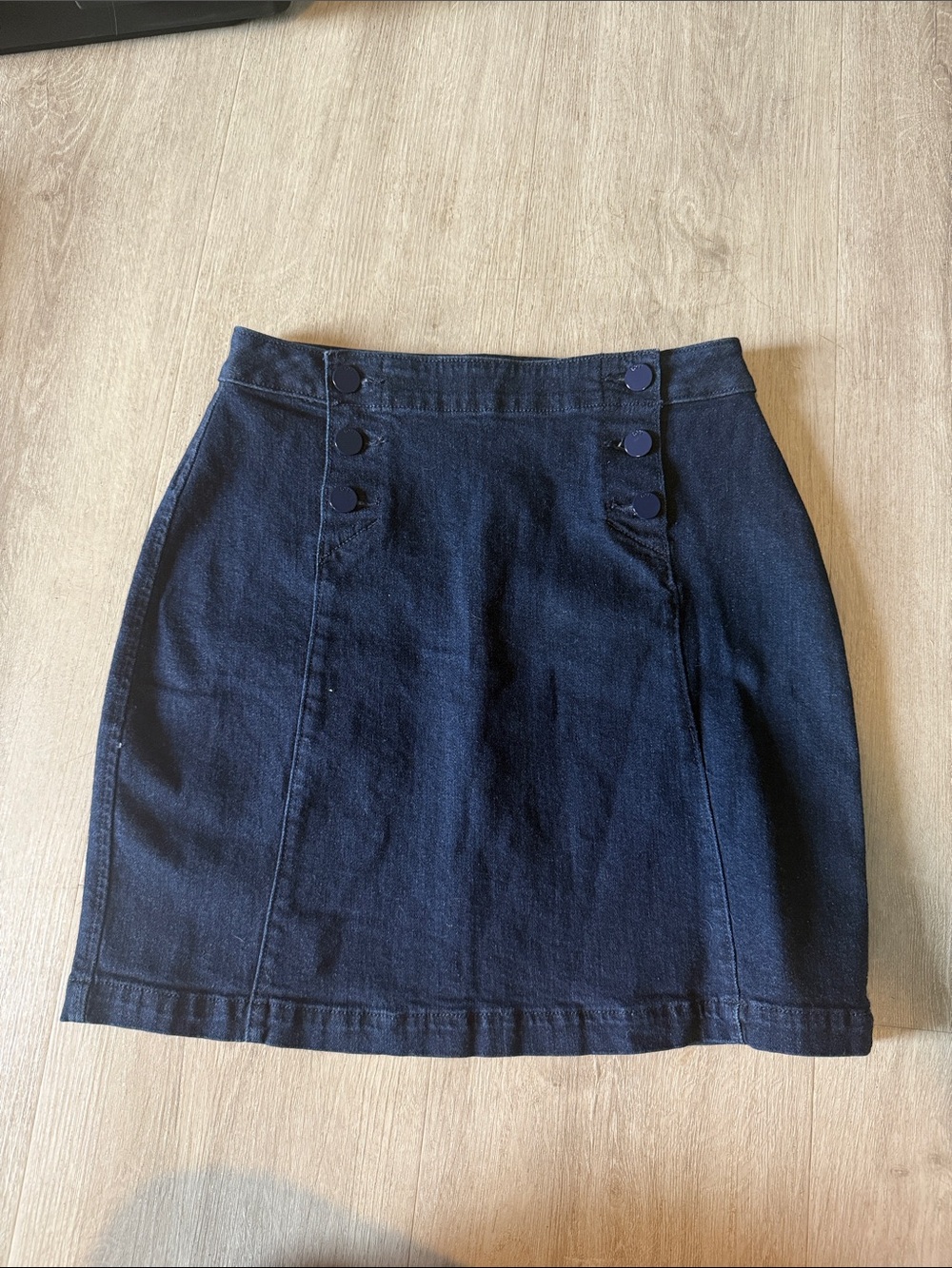 LOFT Navy Denim A-Line Mini Skirt NWT Women's Size 0 Button Front
